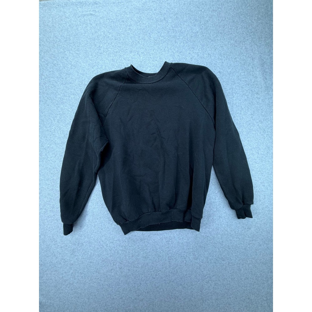 Vintage‎ Jerzees XL Black Crewneck Sweatshirt Made in USA 90s Raglan Blank Boxy